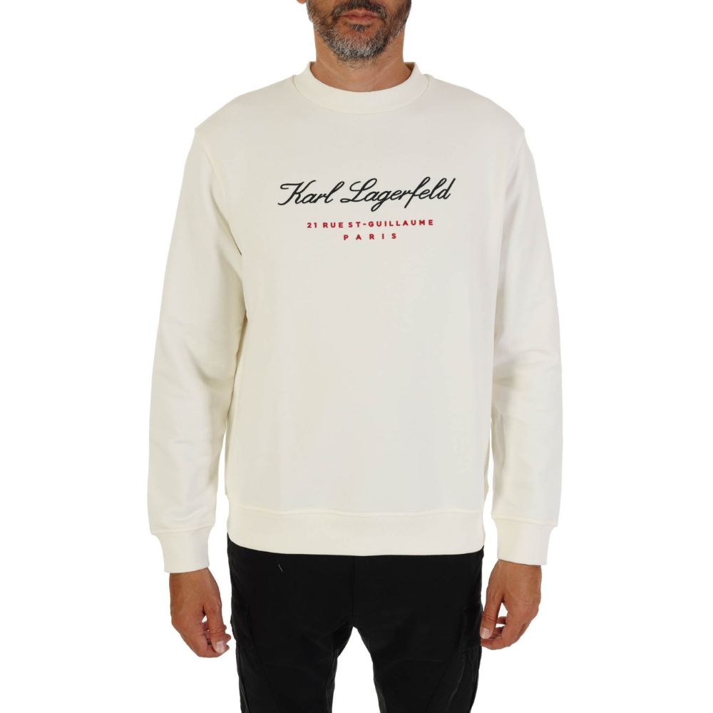 KARL LAGERFELD MEN CREWNECK LOGO SWEATSHIRT OFF WHITE